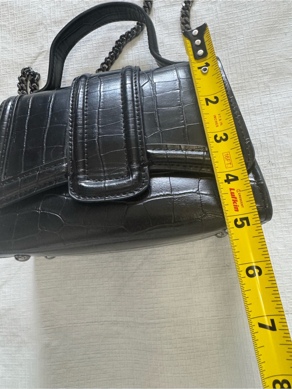 Zara Mini City Black Croc-Embossed Top Handle Shoulder Bag - Picture 9 of 12